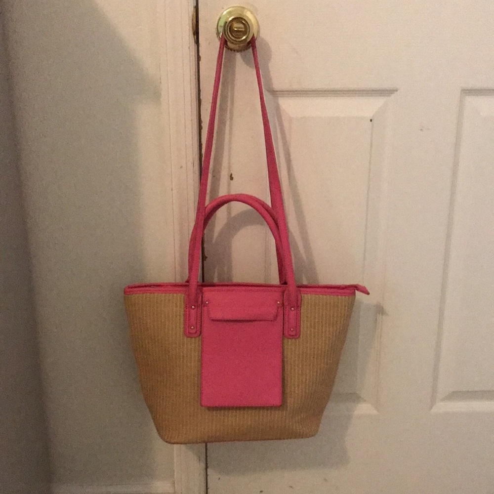 Hot pink & tan handbag!